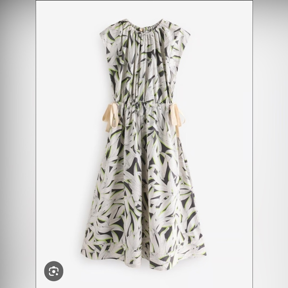 XXL Banana Republic Cotton Poplin Tie-Waist Dress NWT leaf print - Picture 6 of 7